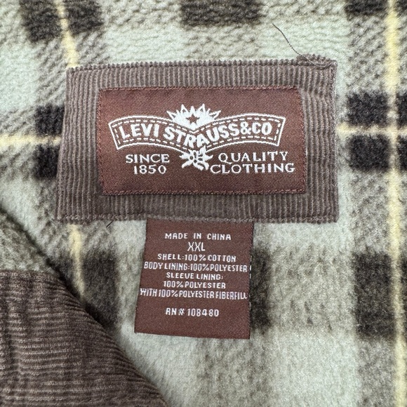 Levi Strauss Corduroy Plaid Fleece lined shirt jacket shacket button down XXL - Picture 6 of 11